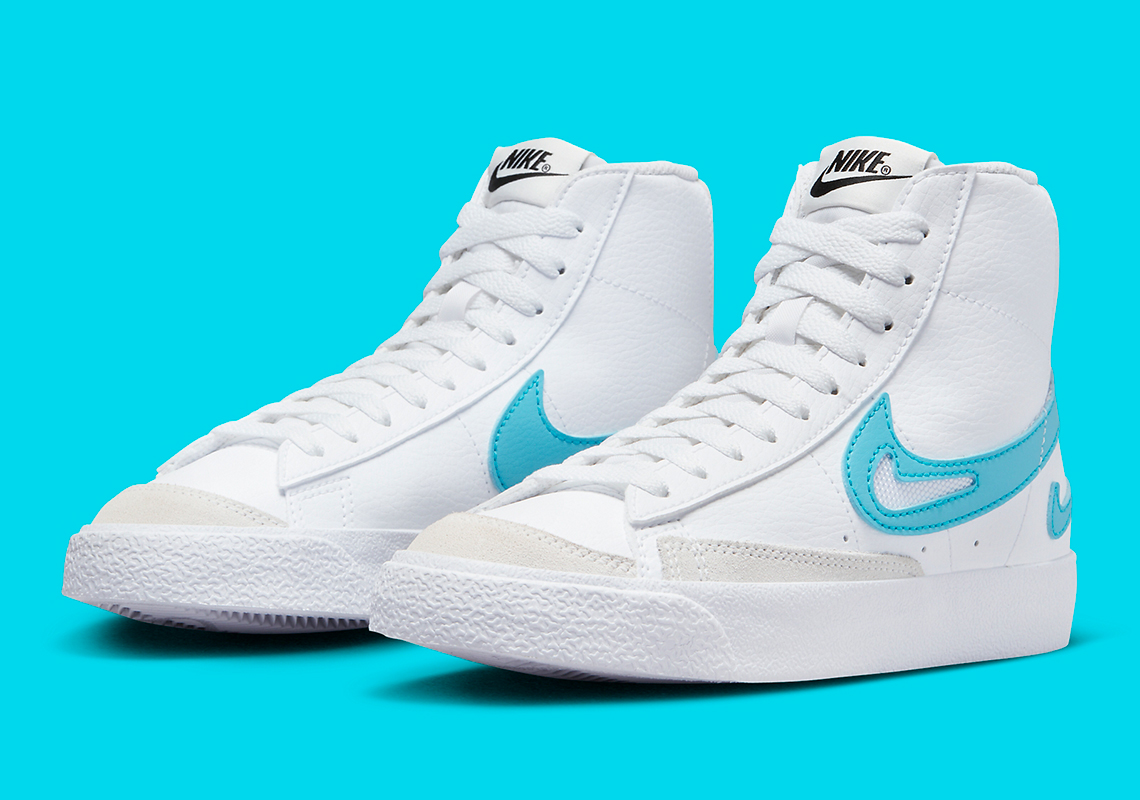 nike blazer mid 77 gs cut out white aqua FN7790 100 5