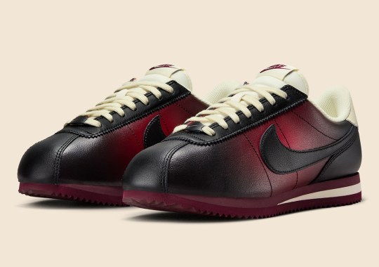 A Burnished Finish Consumes The into nike Cortez In Black And Burgundy