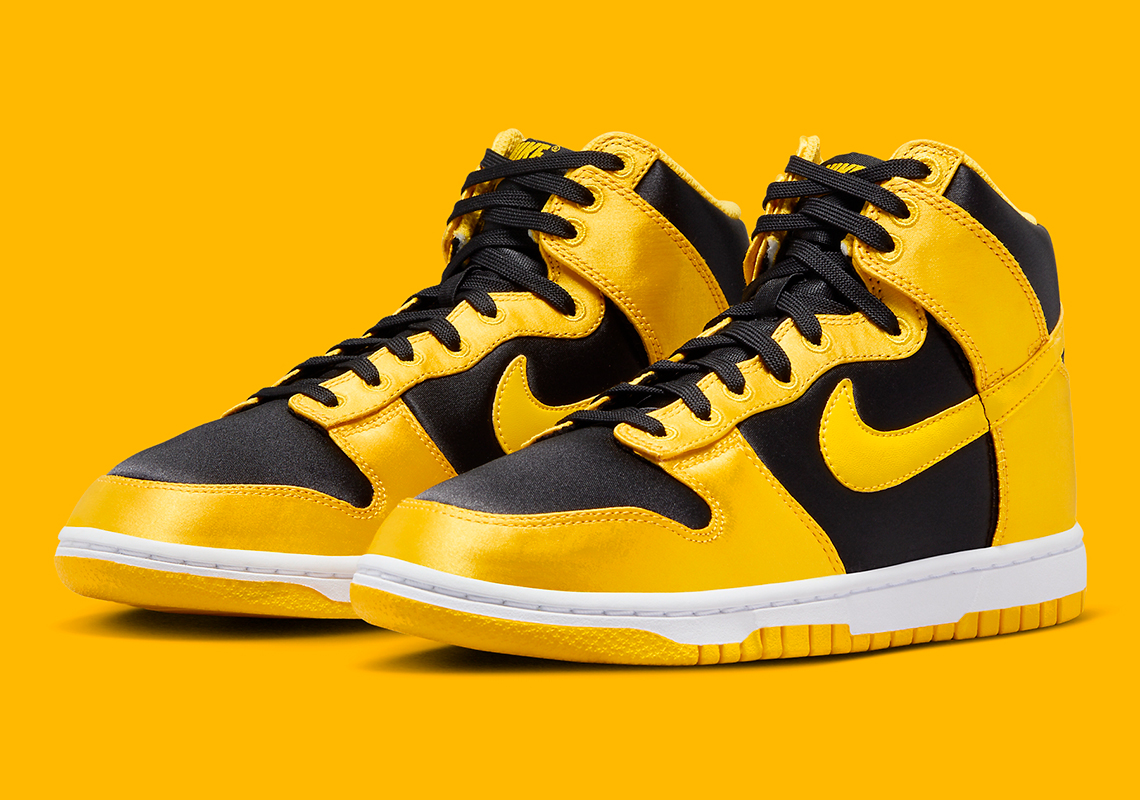 The Women’s Nike Dunk High “Satin” Appears In The Classic Goldenrod Colorway