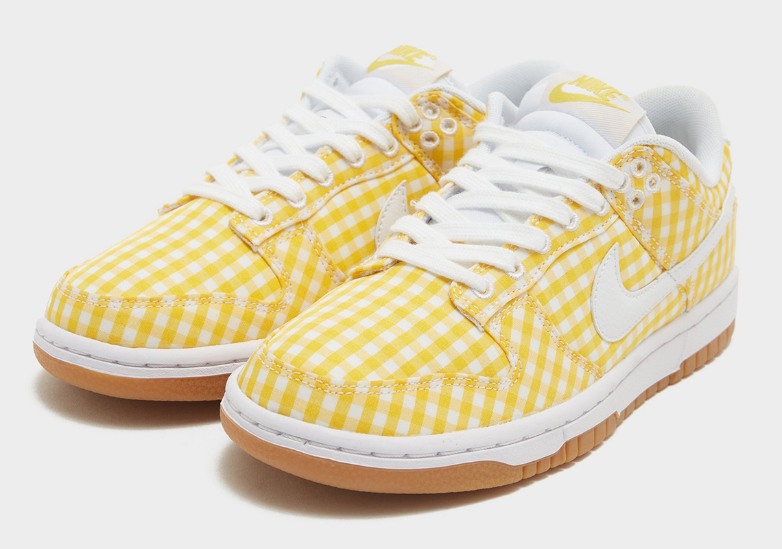 nike dunk low yellow gingham gum sole 4