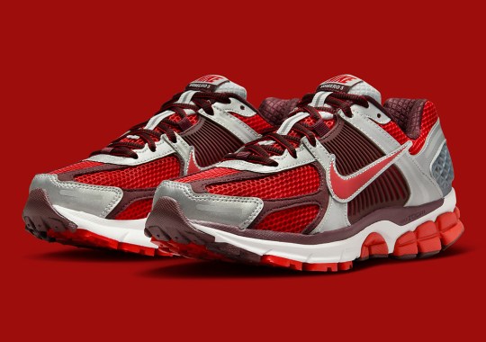 “Team Red” Cures The Nike Zoom Vomero 5 With Silver Metallic Accents
