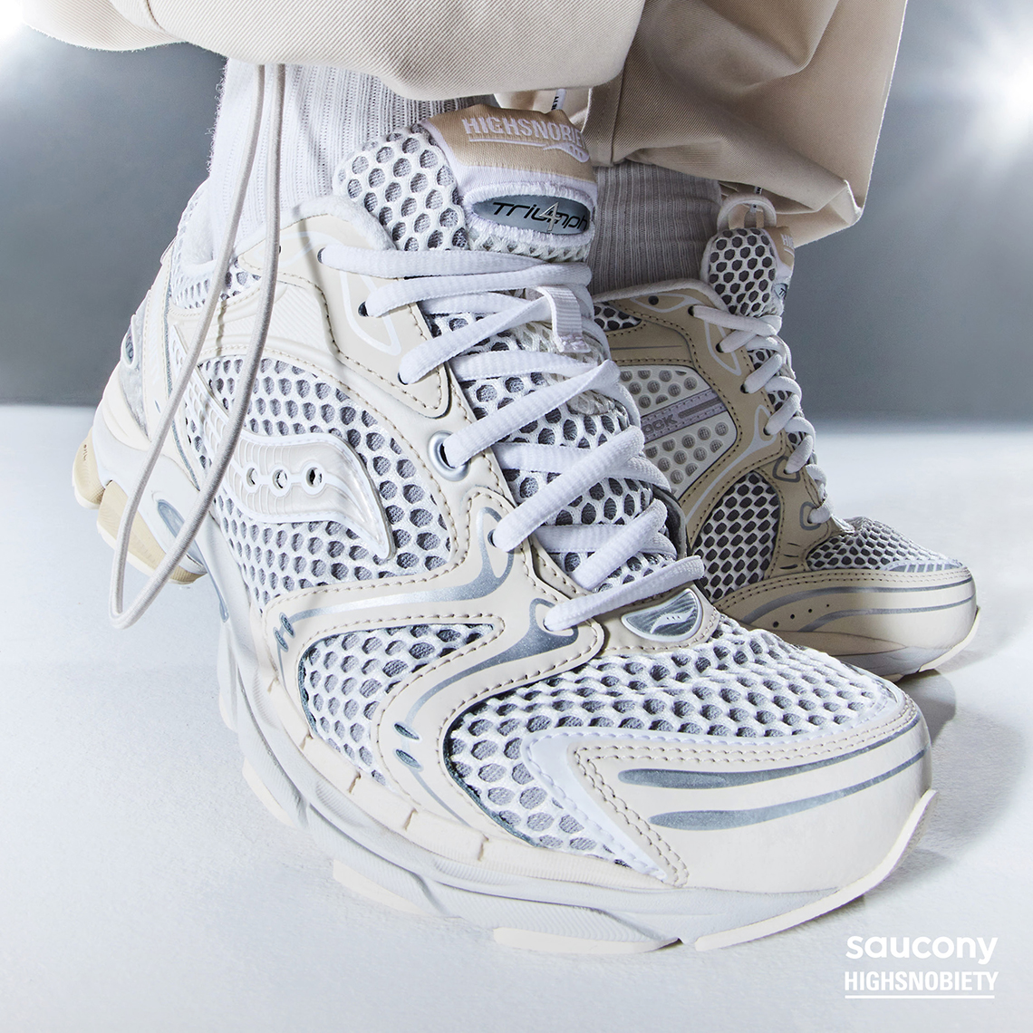 Highsnobiety Saucony Pro Grid Triumph 4 Silver Cream | SneakerNews.com
