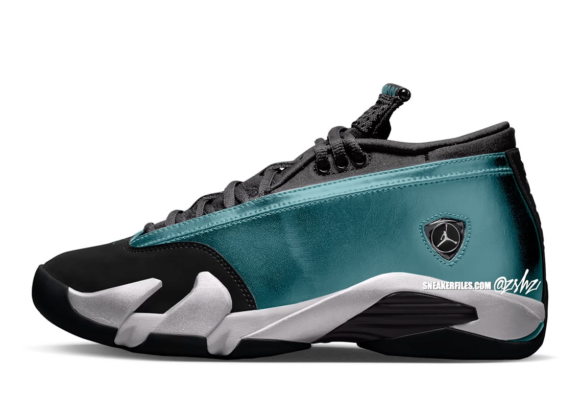 Jordan Latest Shoes 2024 Kai Isabella   Air Jordan 14 Low Womens Mineral Teal Metallic Silver Black Spring 2024 