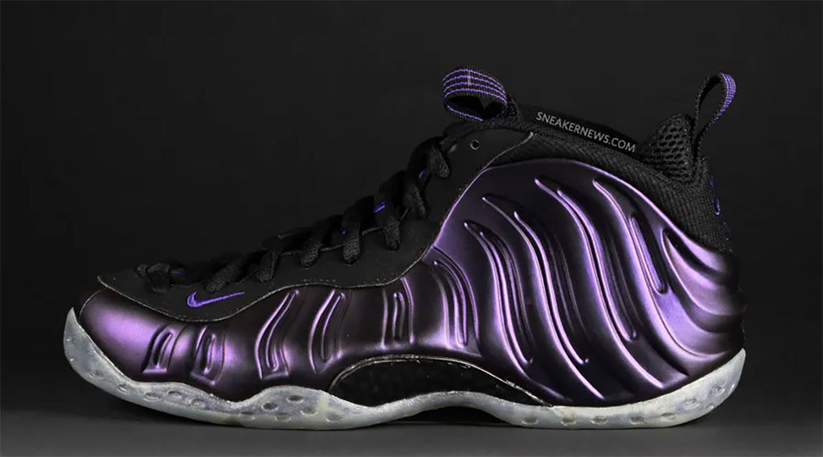 foamposite eggplant on feet