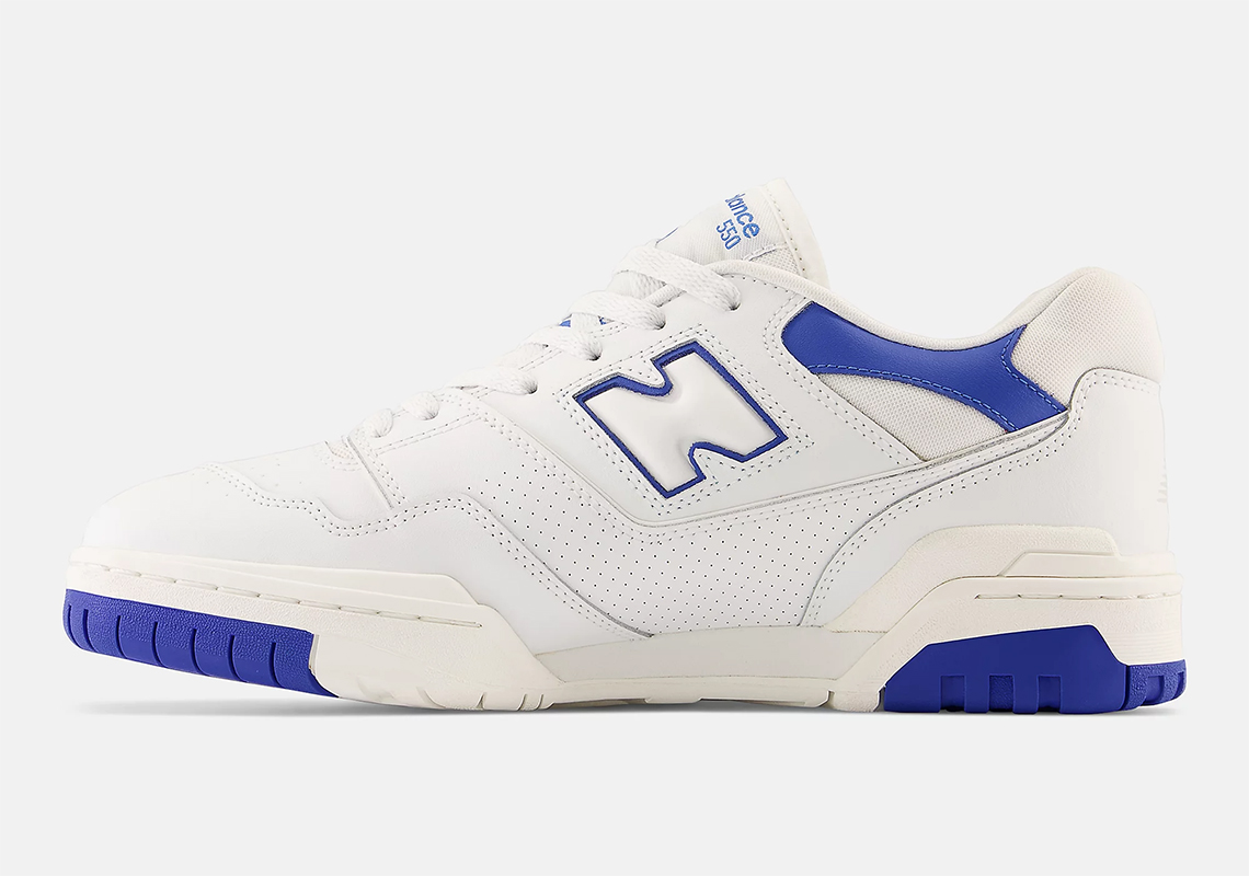 Яркие замшевые кроссовки new balance White Blue Bb550swc 1