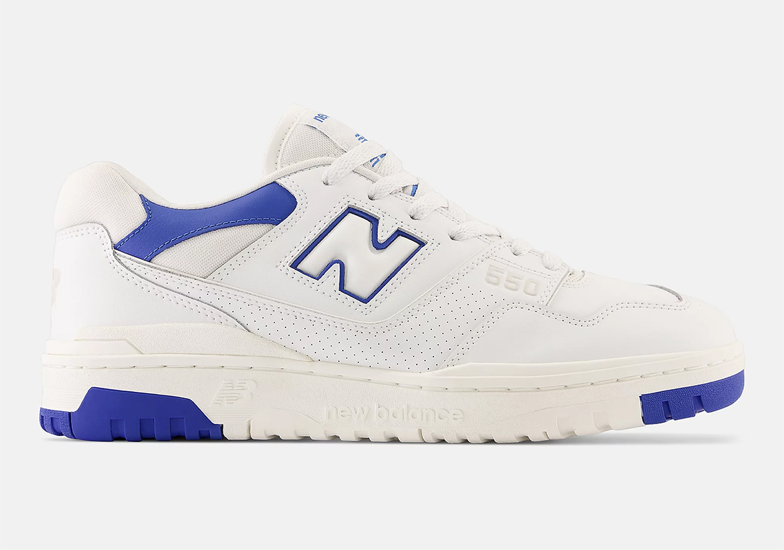 Яркие замшевые кроссовки new balance White Blue Bb550swc 2