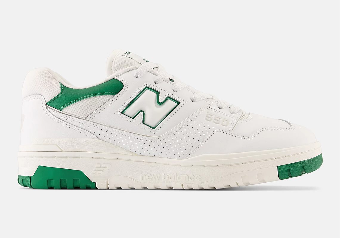 Яркие замшевые кроссовки new balance White Green Bb550swb 1