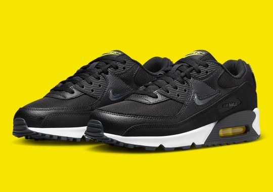 Jewel Swooshes Bring A “Black/Yellow” Treatment To The Nike Air Max 90
