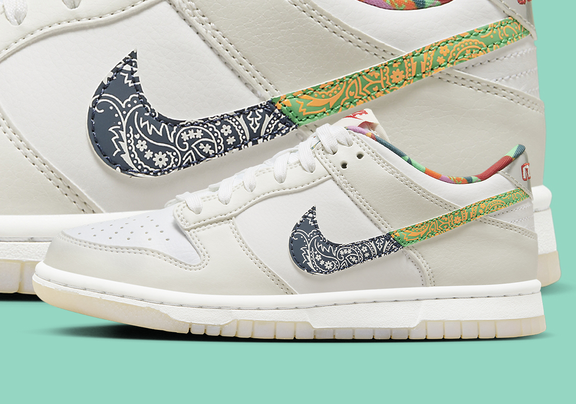 A Multi-Colored Array Of Paisley Patterns Adorn The Nike Floral Dunk Low