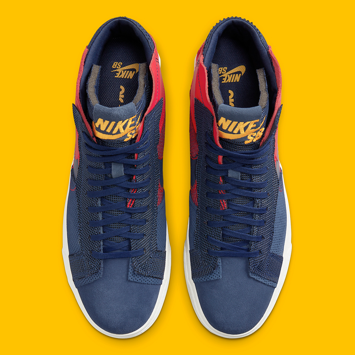 Nike SB Blazer Mid Navy Red Yellow FD5113-600 | SneakerNews.com