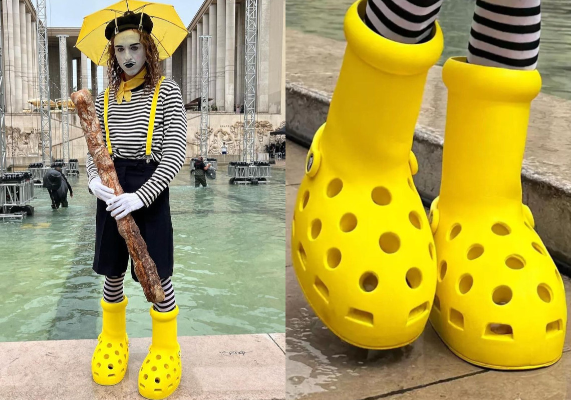 MSCHF And Crocs Serena Unveil Their Big Yellow Collaboration At Paris Fashion Week