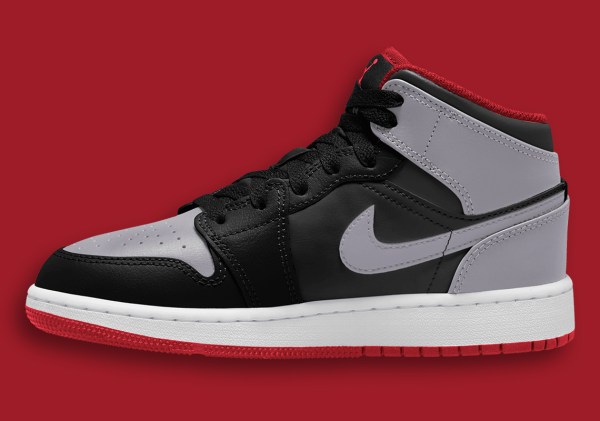 Air Jordan 1 Mid GS Black Grey Red DQ8423-006 | SneakerNews.com