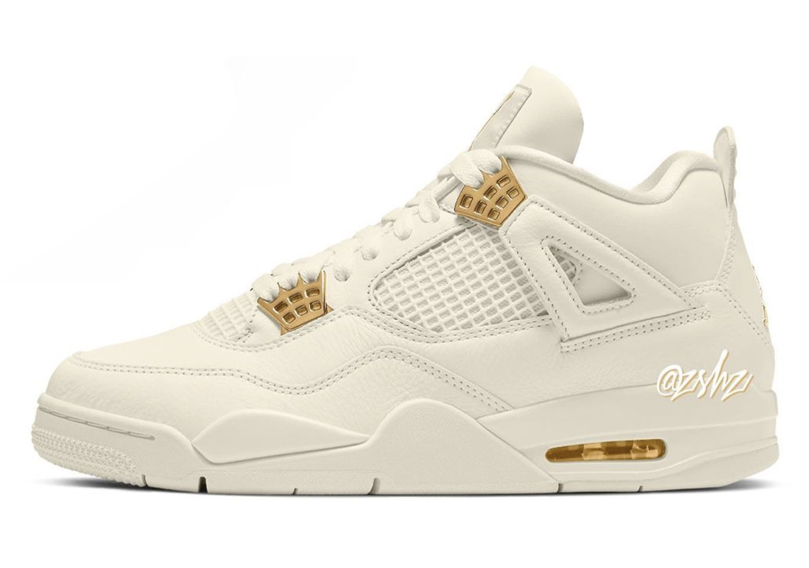 Air Jordan 4 Women s Sail Metallic Gold Black AQ9129 170