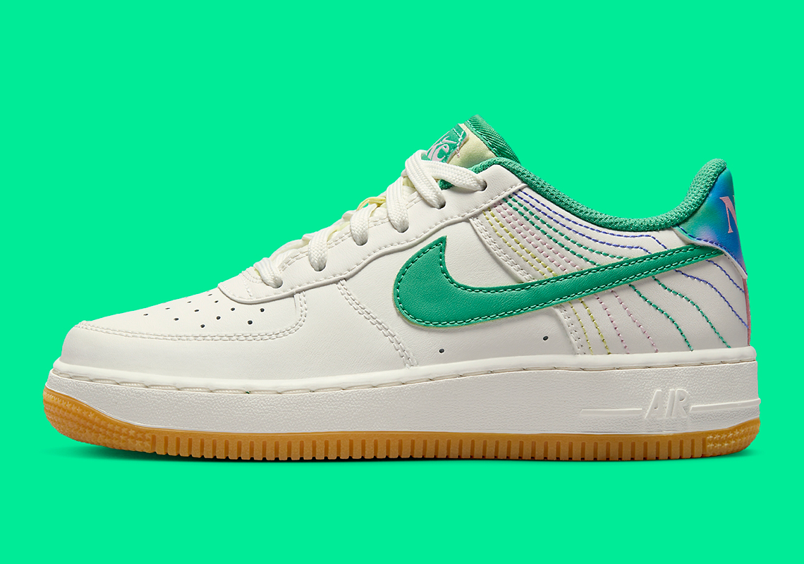 nike air force 1 low green stitch