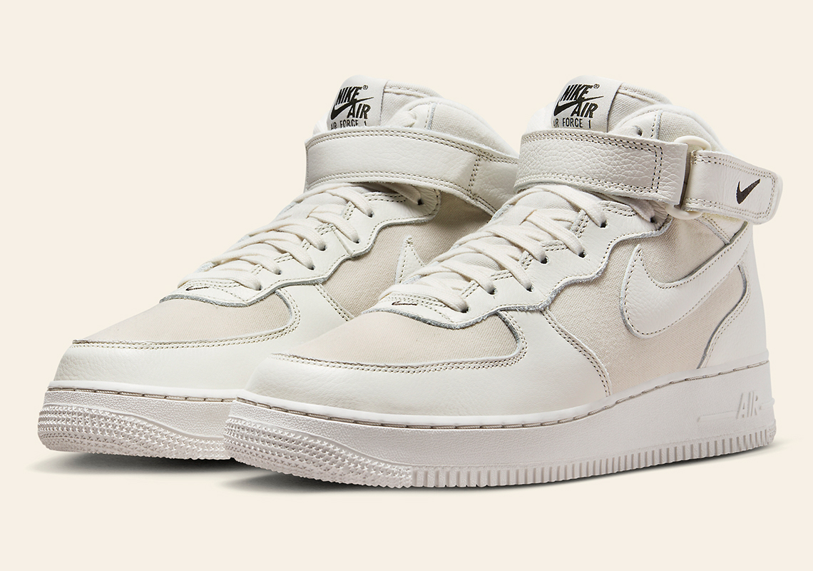 A "Bone"-Treated Canvas Consumes The Nike Air Force 1 Mid