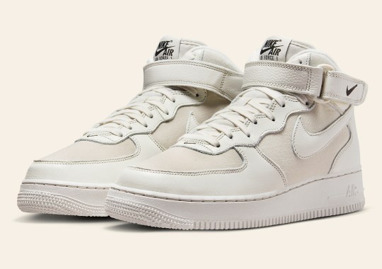 A “Bone”-Treated Canvas Consumes The Nike Air Force 1 Mid