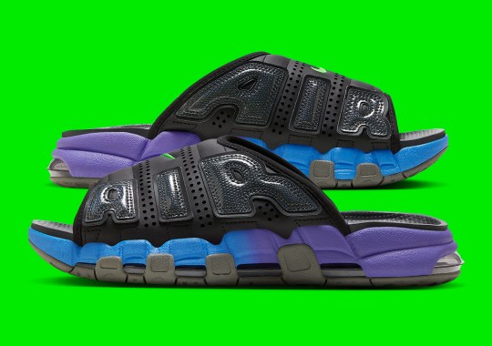 A Blue And Purple Gradient Animates This Nike Air More Uptempo Slide