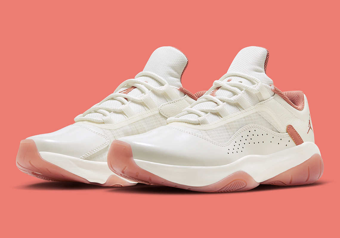 The white metallic air jordan CMFT Low Indulges In A “Dusty Rose” Accent
