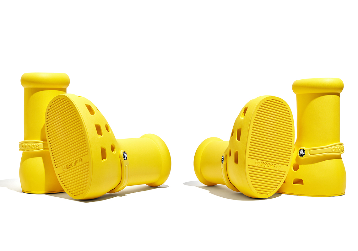 MSCHF x Crocs Big Red Boot (Yellow) Release Date | SneakerNews.com