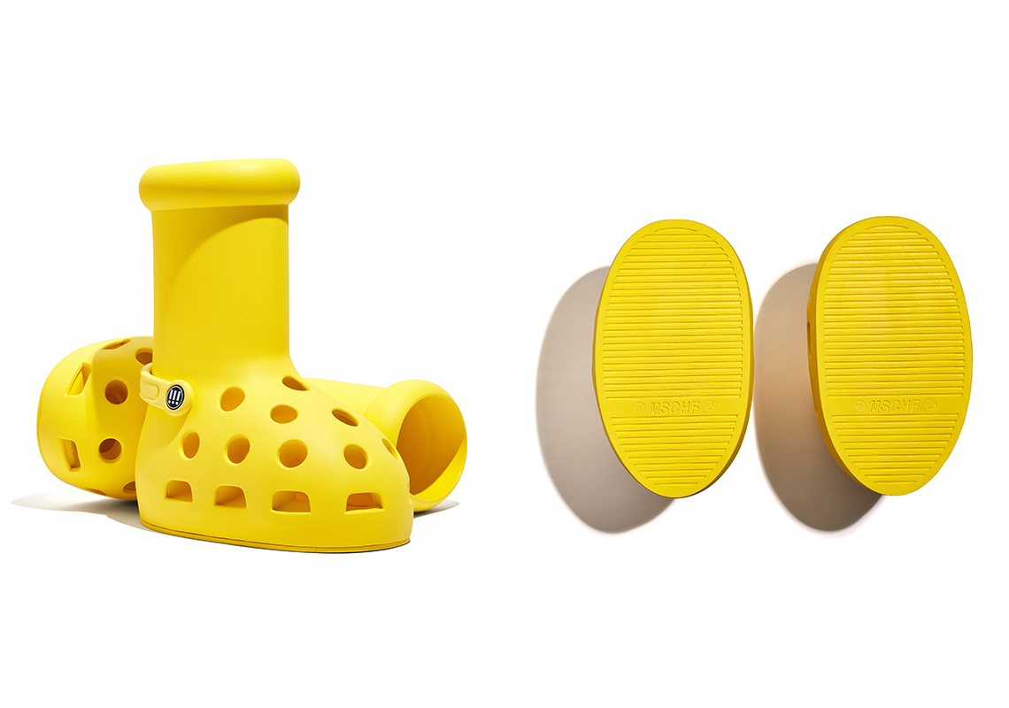 MSCHF x Crocs Big Red Boot (Yellow) Release Date | SneakerNews.com