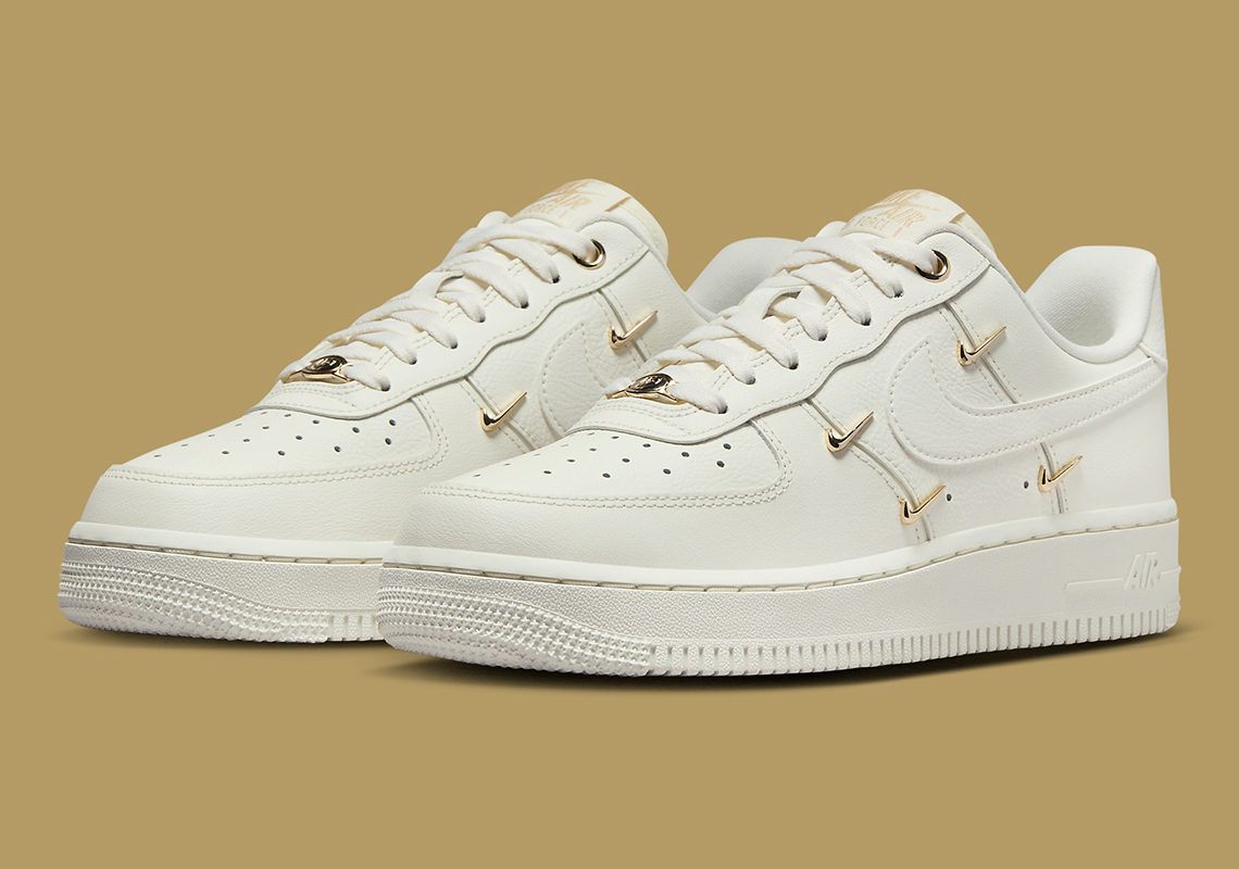 This Nike Air Force 1 Accessorizes With Mini Gold Swooshes