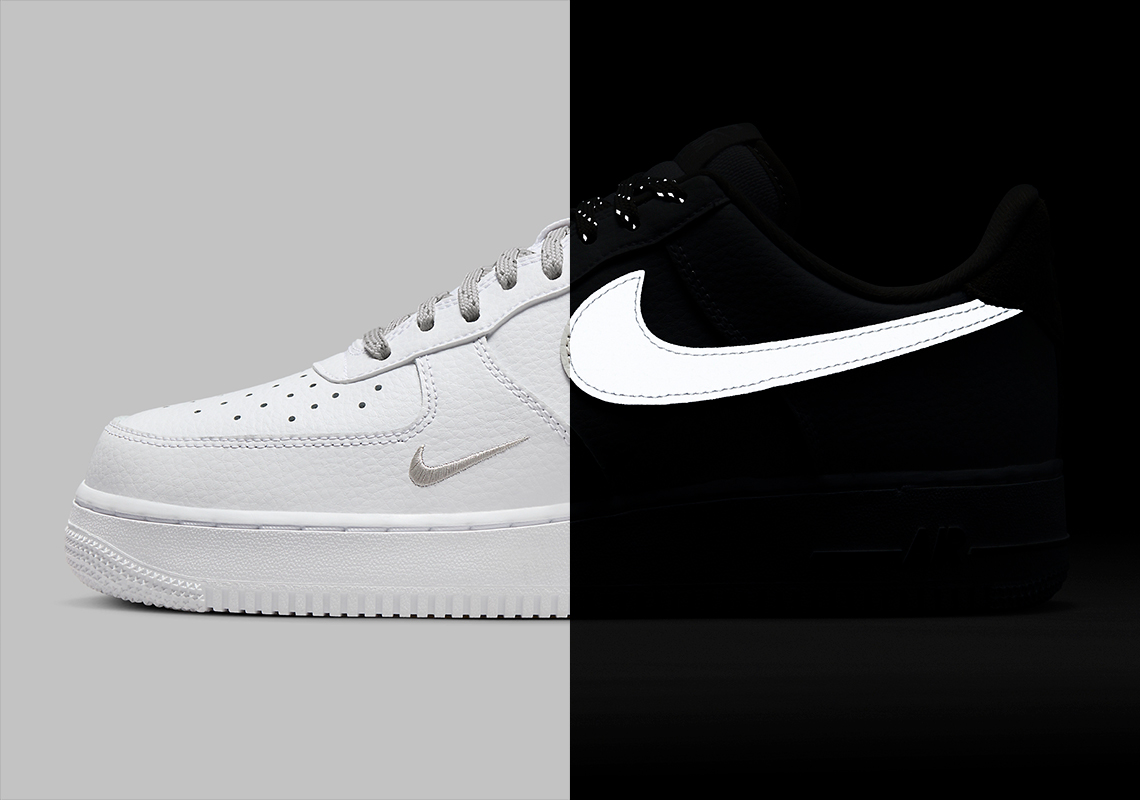 Reflective Swooshes Land On This "White/Grey" Nike Air Force 1 Low