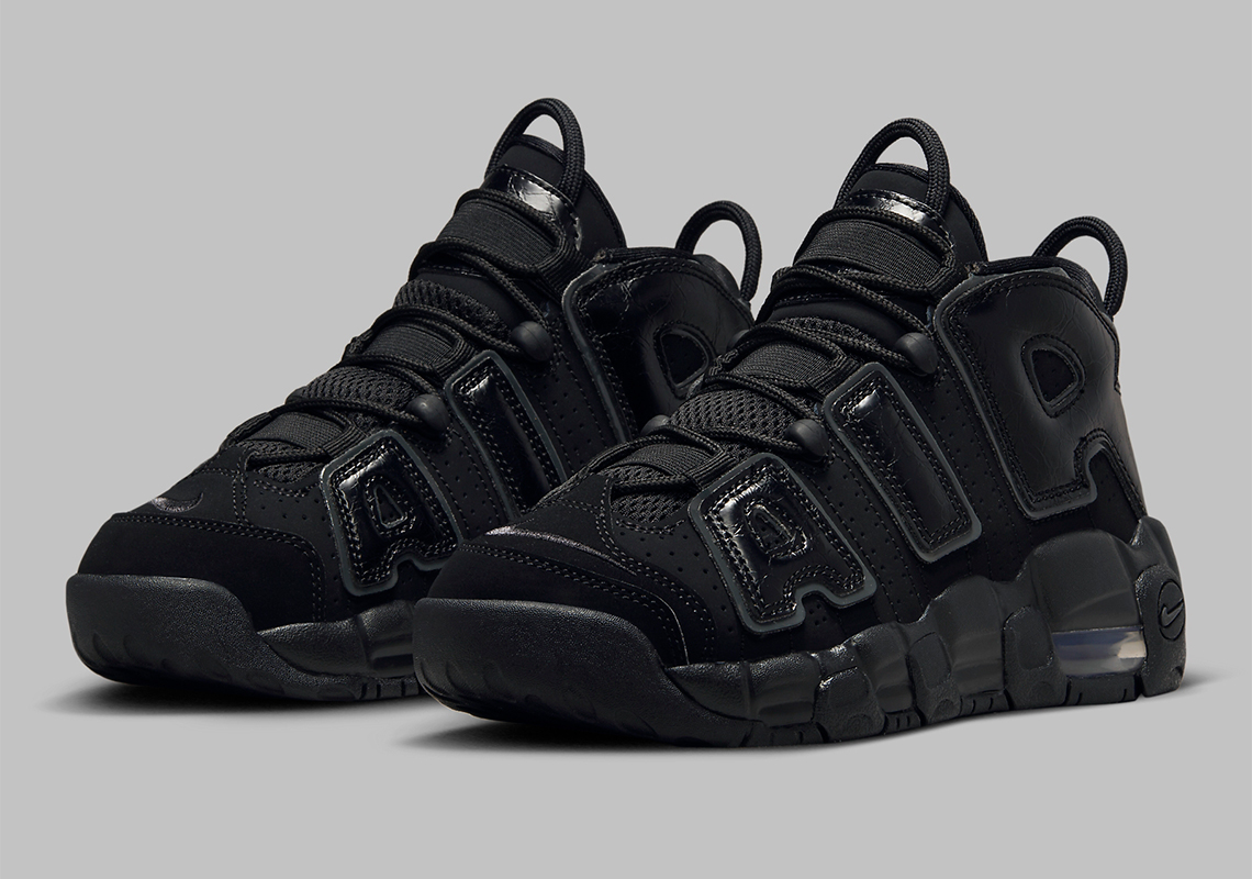 The "Triple-Black" GS Pack Adds The Nike Air More Uptempo