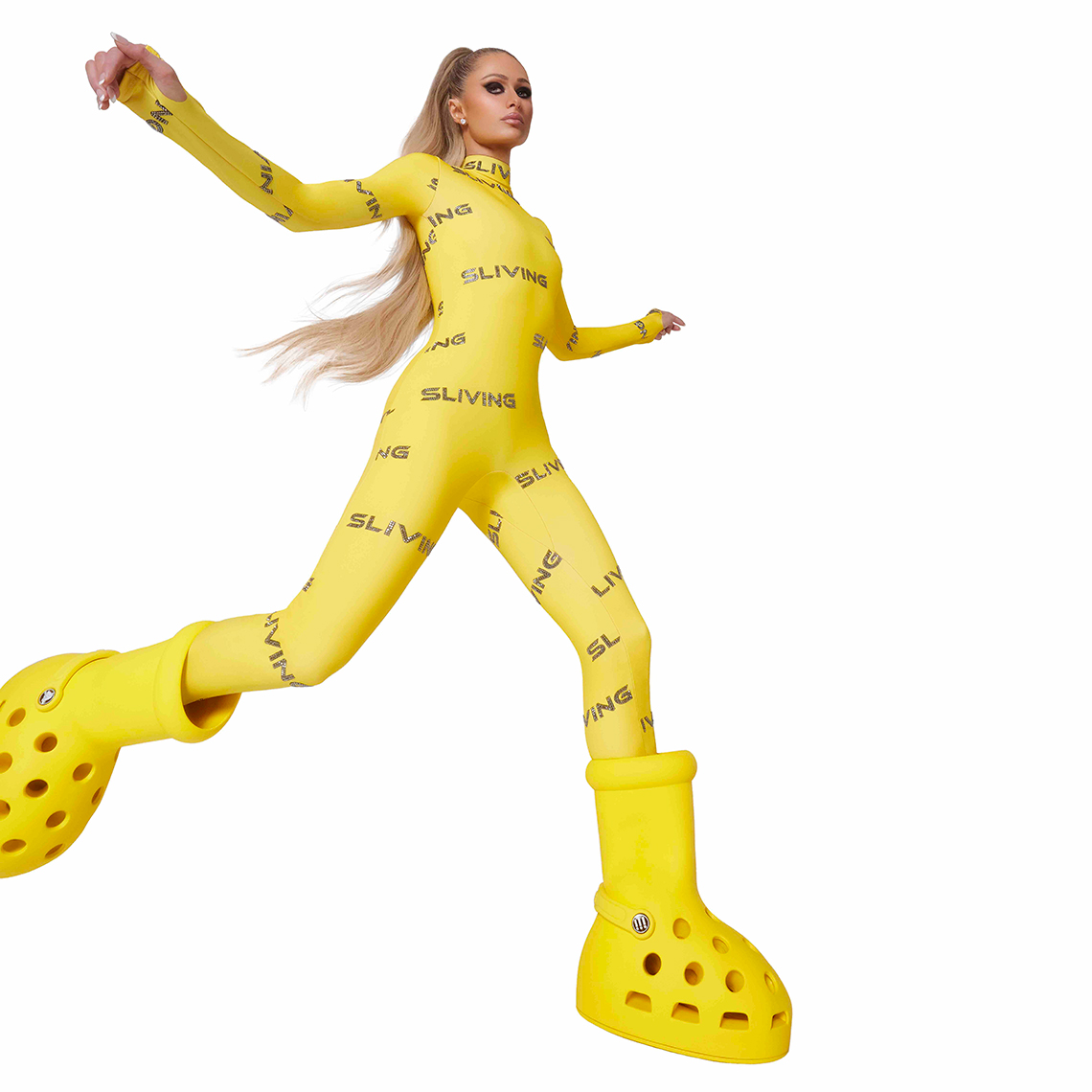 Paris Hilton Mschf Crocs Big Red Boot Yellow 3