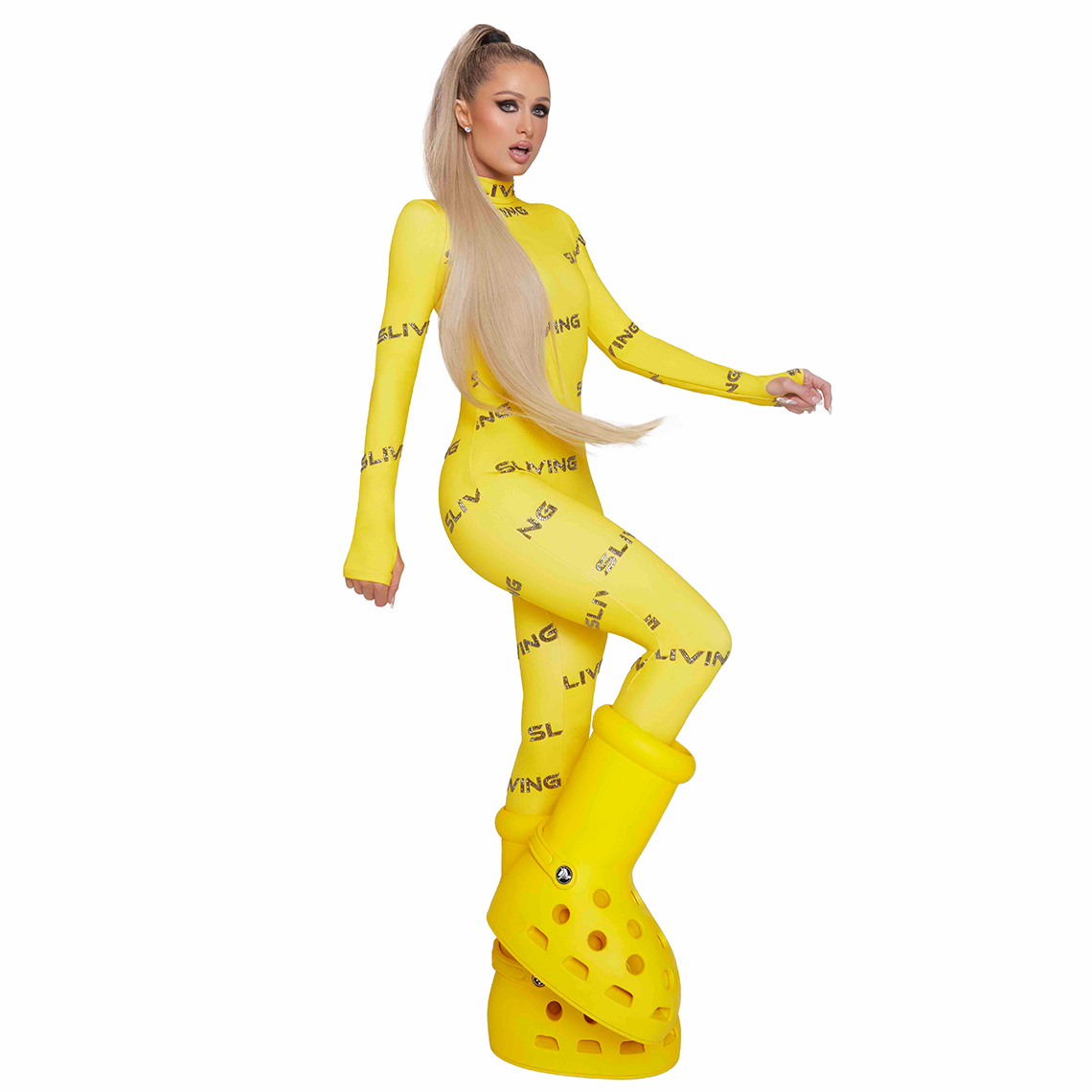 Paris Hilton Mschf Crocs Big Red Boot Yellow 5