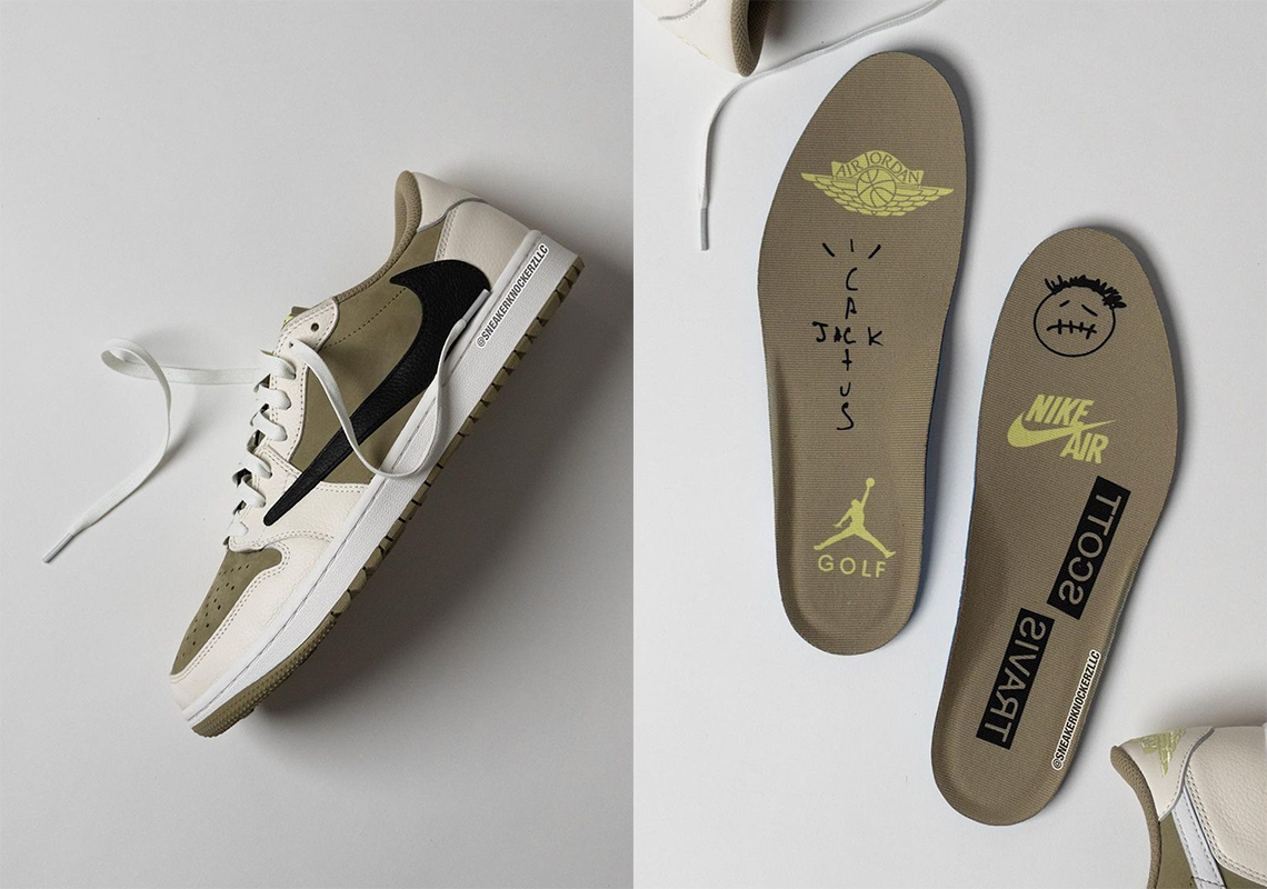 Travis Scott's Air Jordan 1 Low Golf "Olive" Releases On October 13th