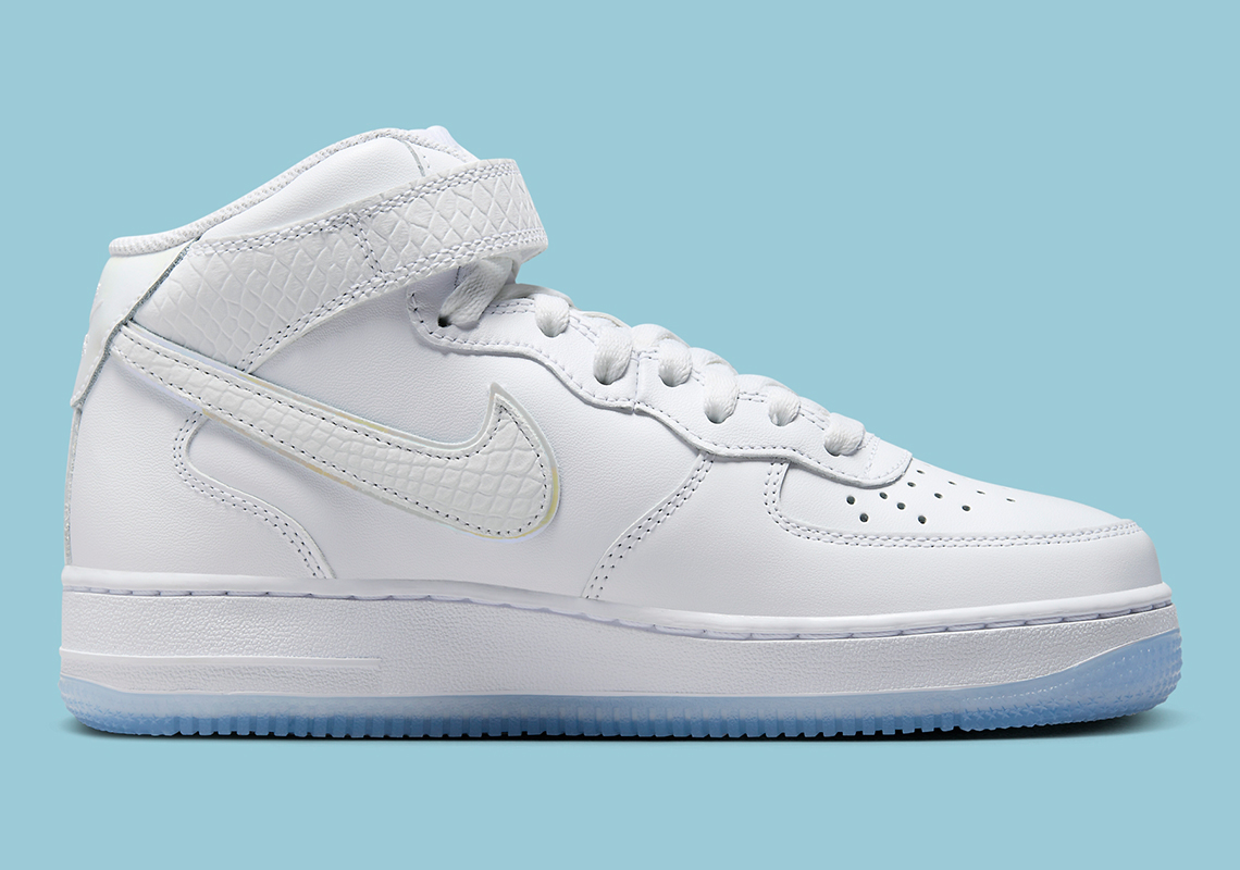 Nike Air Force 1 Mid White Crocskin Icy Soles Fn4274 100 5