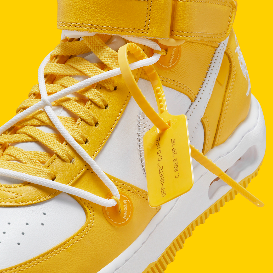 Air Force 1 Mid x Off-White™ 'White and Varsity Maize' (DR0500-101) release  date. Nike SNKRS IN