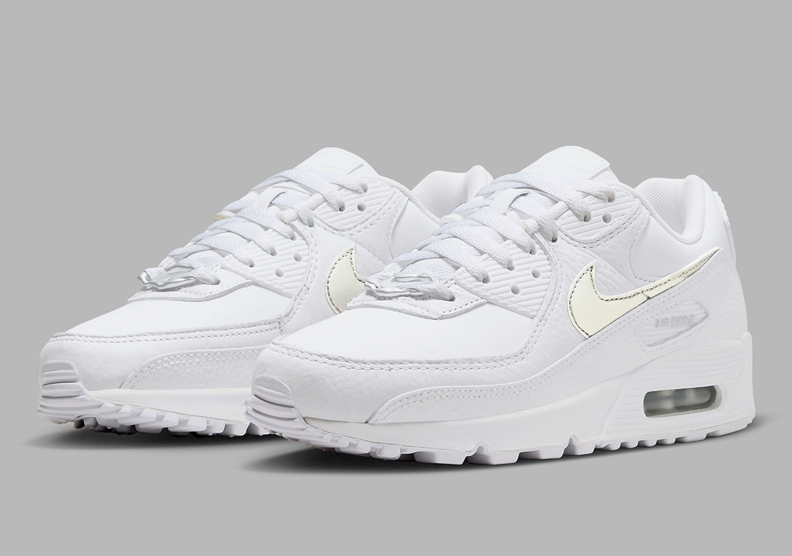 Nike Air Max 90 sneakers in off white and silver