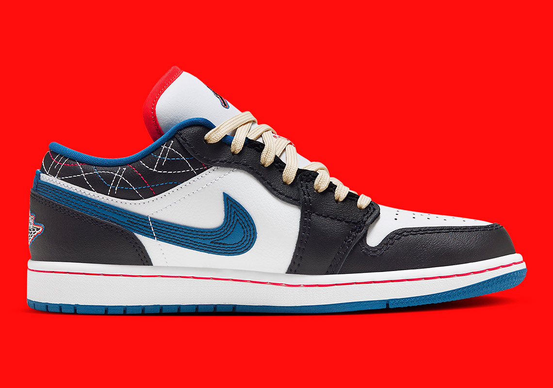 air jordan 1 low white industrial blue black siren red fv3622 141 5