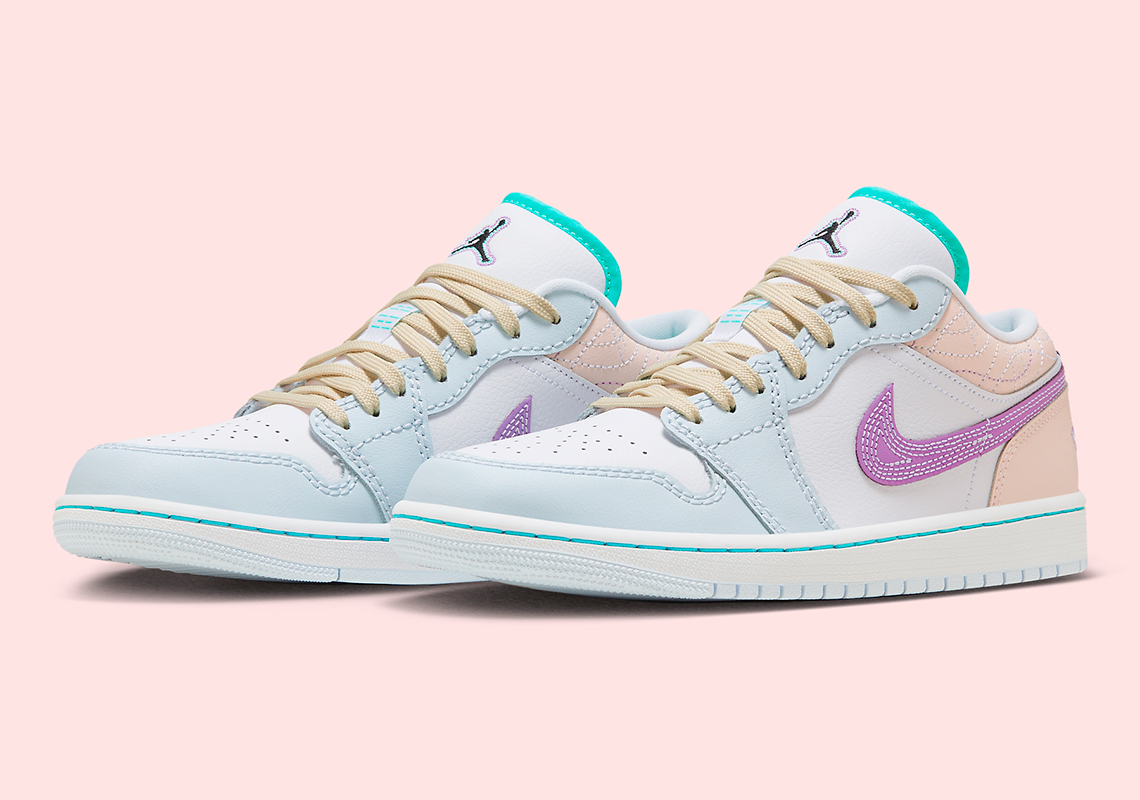 Des motifs de points ornés décorent la Air Jordan 1 Low « Multi-Color »