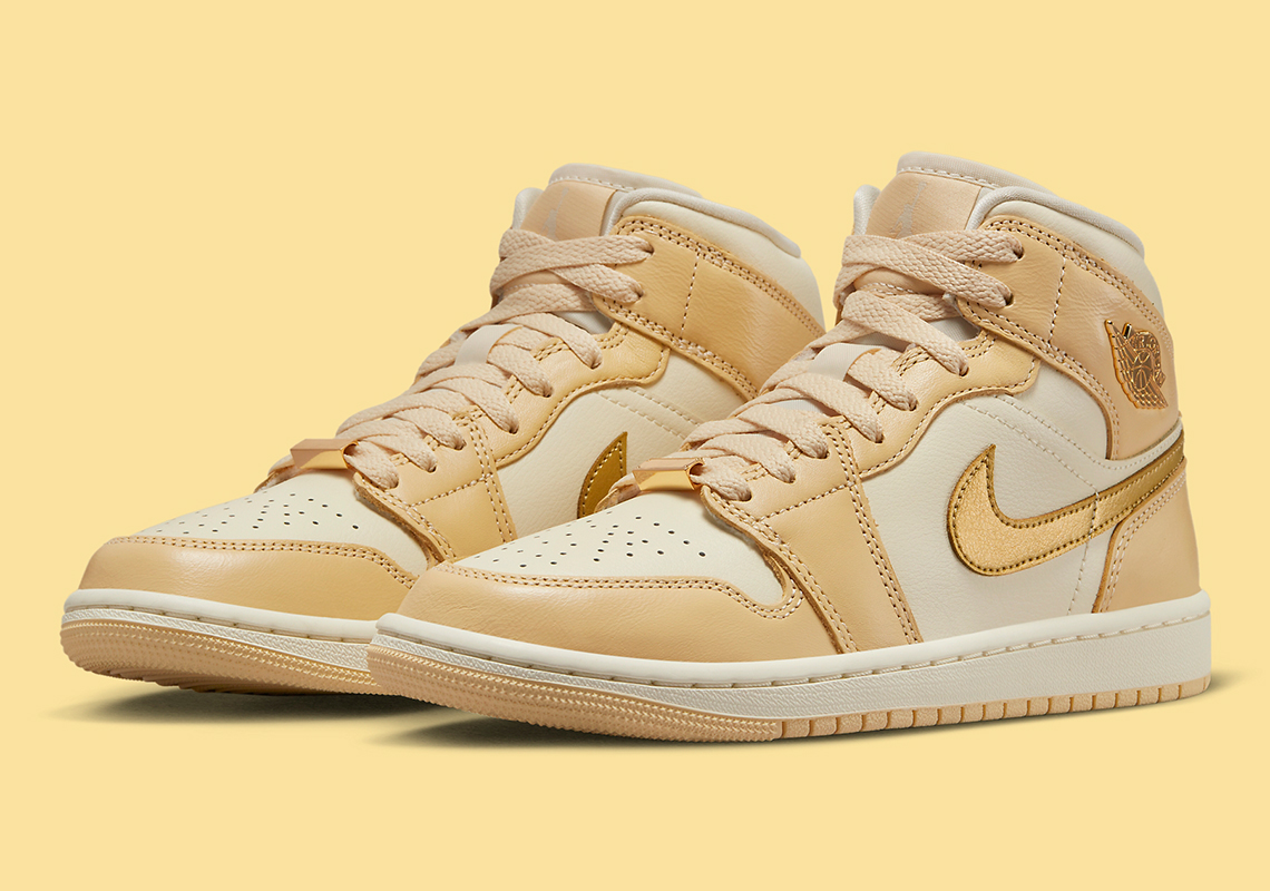 The Air Jordan 1 Mid Says Goodbye To Summer In A "Yellow/Gold" Outfit