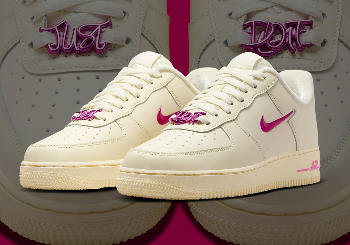 "Playful Pink" Jewel Swooshes Land On The Nike Air Force 1 Low "Just Do It"