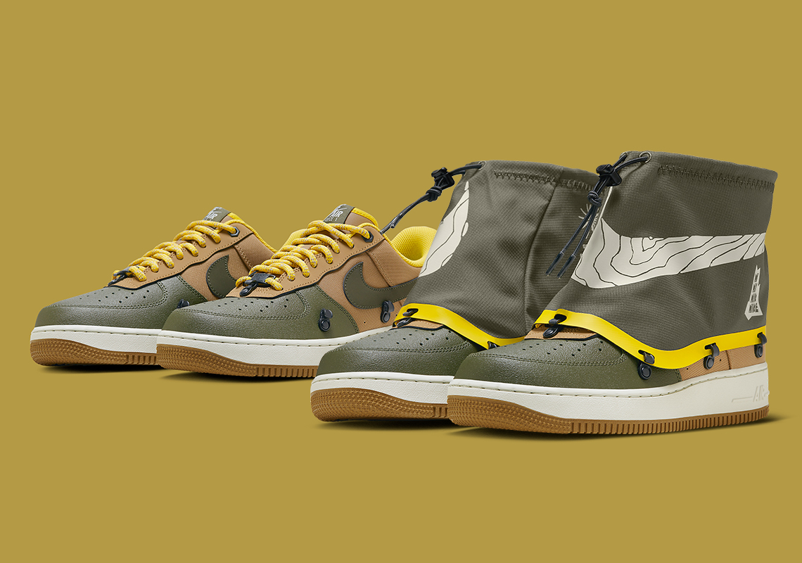 Detachable Shrouds Bring Water-Resistance To This "Olive/Brown" Nike Air Force 1 Low