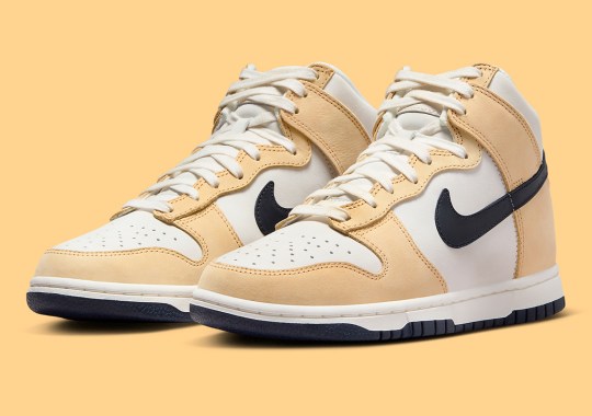 Golden Suede Adds A Classy Touch To This Women’s Dunk High