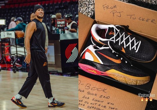 P.J. Tucker Gifts Devin Booker His Nike Kobe 6 “Ukraine” PE