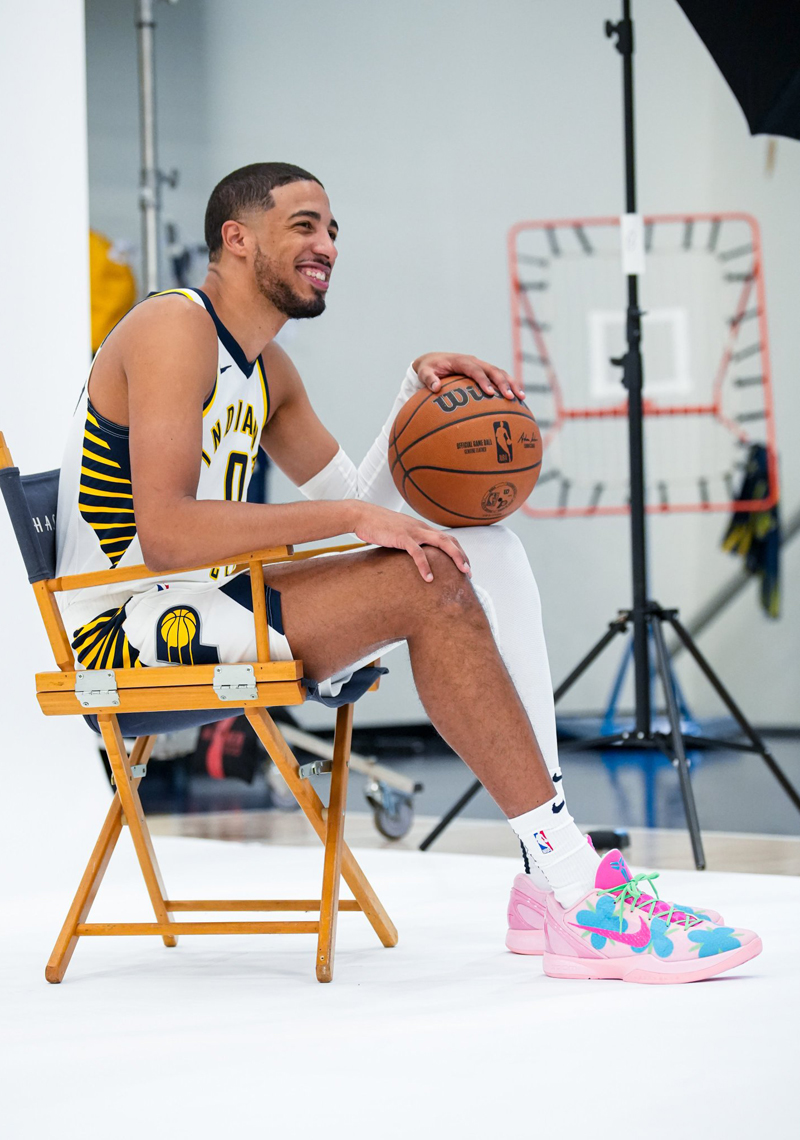 nba media day 2023 tyrese haliburton nike kobe 6 pe 1