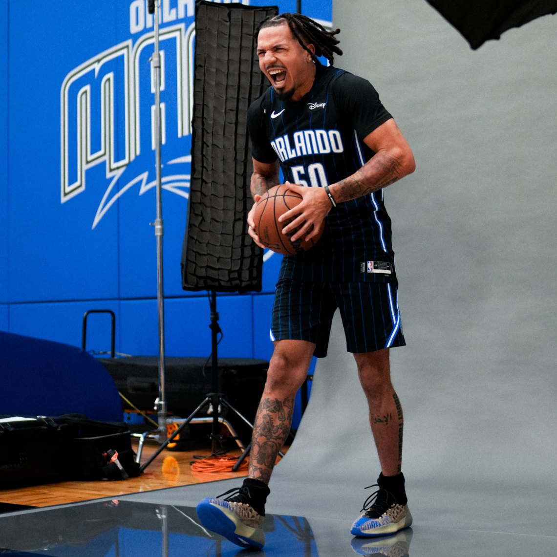 nba media day cole anthony adidas yzy bskbll knit