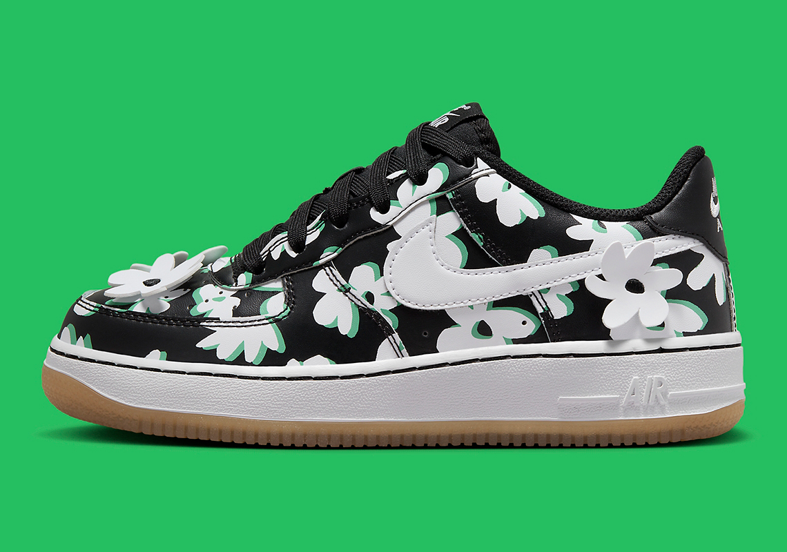 Nike Air Force 1 Low Gs Black White Flowers Dz2663 001 10