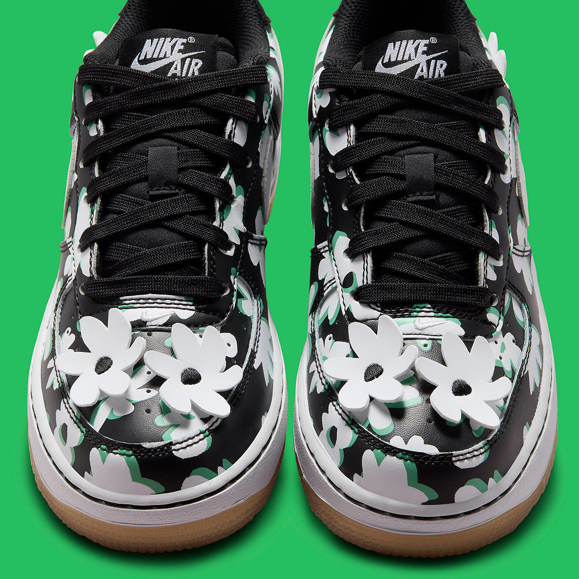 Nike Air Force 1 Low Gs Black White Flowers Dz2663 001 2