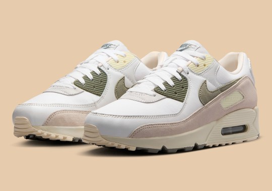 The Nike Air Max 90 Appears In A “White/Medium Olive/Khaki” Outfit