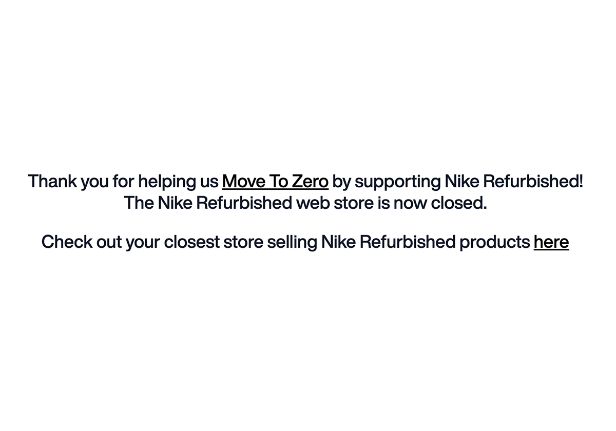 Nike Refurbished Online Store Closed