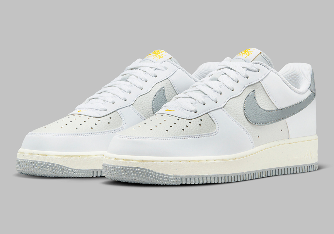 Grey And Yellow Accents Animate The Nike Air Force 1 Low