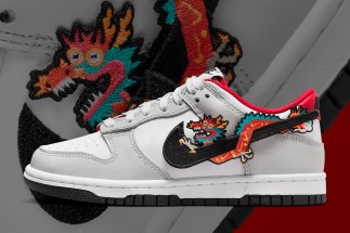 This Kid’s Black nike Dunk Low “Year Of The Dragon” Features Festive Velcro Swooshes