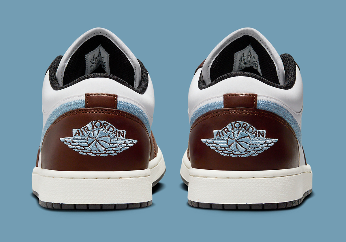 Air Jordan 1 Low Se Embroidered White Brown Blue 5