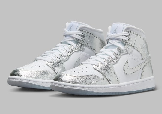 Crinkled Silver Overlays Drape The Latest Air Jordan 1 Mid